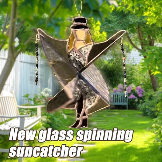 Dancing Lady Stained Glass Spinner, Stained Glass Suncatcher Decor, Decorative Wind Spinner for Window, Garden, Porch, Home Decoration (3PCS)