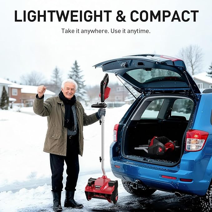 12" Cordless Snow Shovel Compatible with Milwaukee 18V Battery (Tool Only), Brushless Electric Snow Blower Thrower, LED Light, Ergonomic, for Driveway, Sidewalk, Walkway, Deck