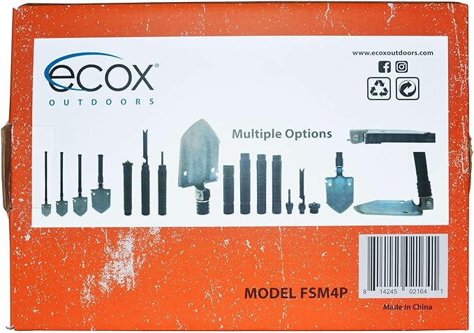ecox Folding Shovel Survival Multitool for Camping Outdoors Shovel 4 Body Screwdriver Knife Saw Whistle Starter Can Opener Glass Shatterer All in one Tool