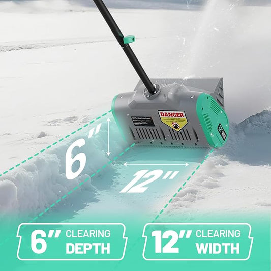 Litheli Cordless Snow Shovel, 20V 12'' Electric Snow Blower for Driveway, Battery Powered Snow Thrower, 4.0Ah Battery and Fast Charger Included