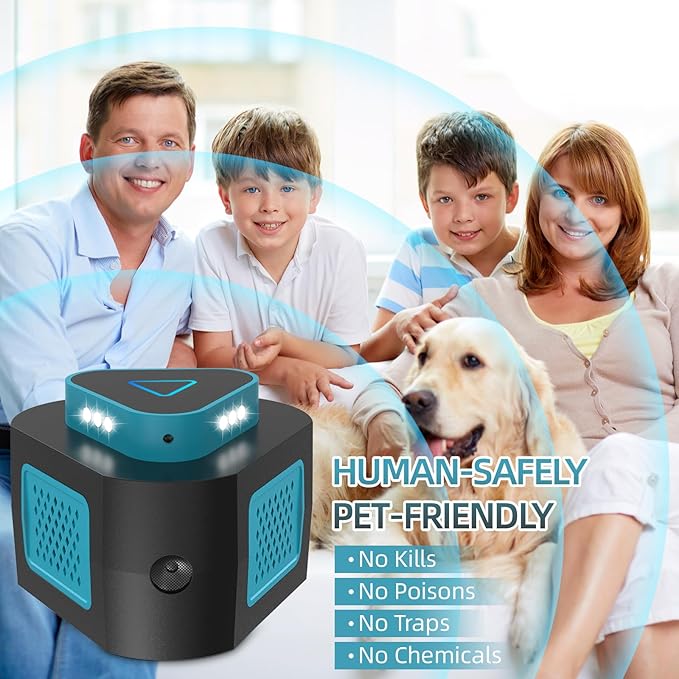 2025 360°Ultrasonic Pest Repellent Plug in,Indoor Pest Control for Rodent Mice Rat Spider Ant Bug Squirrel Bats Roach,4 Mode Switching Mouse Repellent Device for Basement House Garage Kitchen(1pcak)