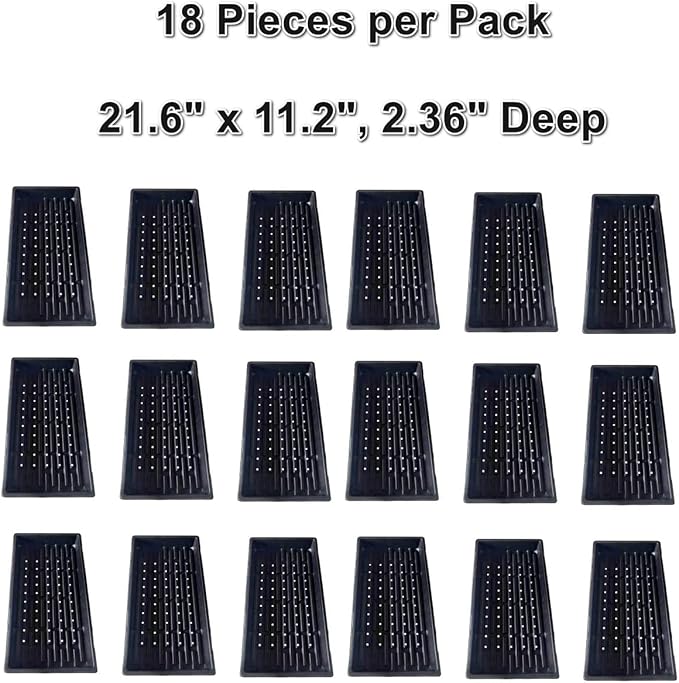 18-Pack 1020 Seedling Trays with Holes - Extra Strength Heavy Duty,10" x 20", Reusable 1020 Nursery Trays for Seed Germination, Plant Propagation, Garden Seed Starter and Microgreens