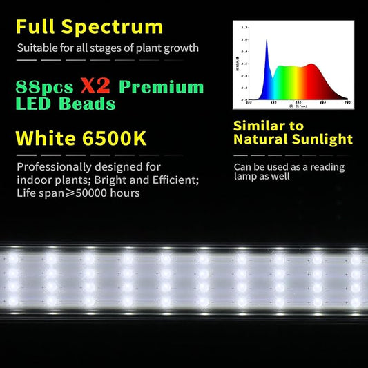JCBritw Standing LED Grow Light,Adjustable Dual Head T12 Bar Plant Light, White 6500K Full Spectrum Plant Grow Lamp on Stand for Indoor Plants Seed Starting, Seedlings, Veg, Flower