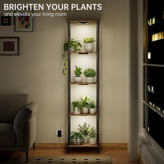 Bstrip Plant Stand Indoor with Grow Light, 66" Tall Indoor Plant Shelf, 5 Tier Flower Stand with Plant Light Full Spectrum, Metal Plant Holder with Light, lighted Plant Rack for Home, Corner, Patio