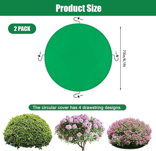 NNG 2PCS 6.1ft Dia. Round Winter Plant Covers Reusable Tree Freeze Protection with Drawstring Potted Plant Frost Blanket Outdoor Shrub Plant Cover for Winter Garden Potted Vegetable