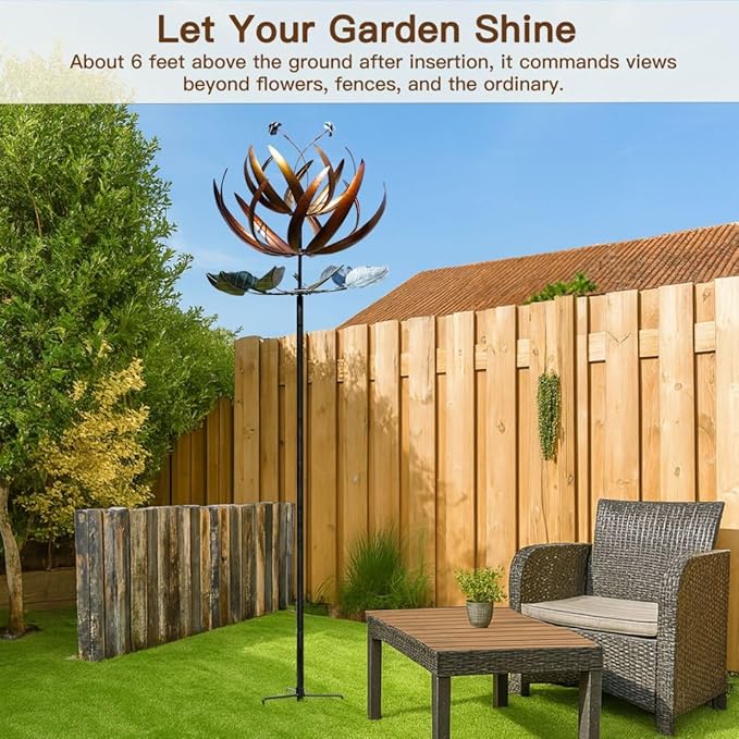Wind Spinners for Yard and Garden, Wind Spinners Outdoor Large Metal, 84 inch Kinetic Wind Spinner & Wind Sculptures, Windmill Decor(Lotus)
