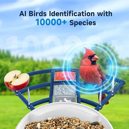 Bird Feeder with Camera Bird Feeders for Outdoors with Solar Panel, AI Identification, Ideal Gift for Lovers Friends and Parents, Navy Blue