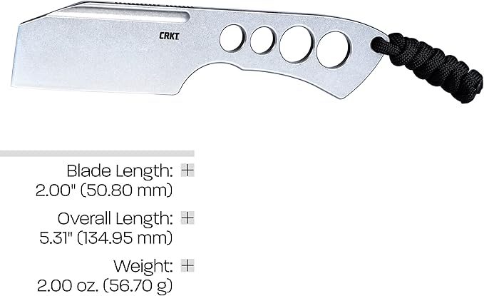 CRKT Razel Chisel Fixed Blade Knife: Everyday Carry Plain Edge, Stainless Steel Chisel Bevel w/Pocket Carry Sheath 2130,Silver