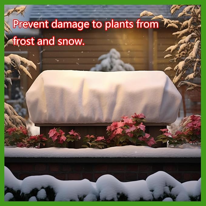 Plant Frost Cover, Rectangular Planter Plant Winter Frost Blanket, Plant Frost Tree Cover Bag with Zip Drawstring, Reusable Frost Fabric for Outdoor Plants 4 Pack (68.8x17.7x15.7INCH)