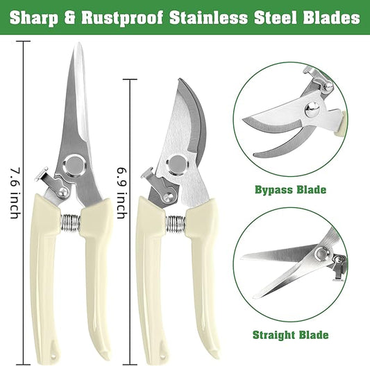 4 Pack Garden Shears, Stainless Steel Shears Gardening Tools, Scissors, Garden Clippers, Pruning Shears (White)