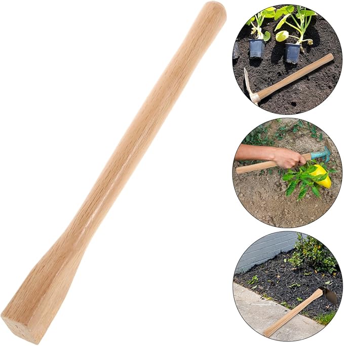 Kisangel Wooden Hoe Handle Replacement 14.56 Inch Comfortable Grip Durable Hand Tool Handle for Garden Hoe and Lawn Care