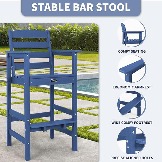 FUNBERRY Bar Height Outdoor Chair, Tall Adirondack Chair, All Weather HDPE Outdoor Bar Chairs for Bistro Patio Balcony