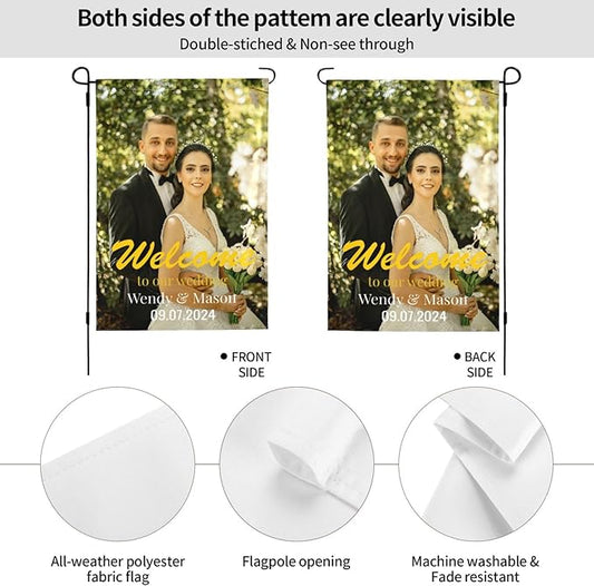Custom Garden Flag Double Sides Personalized Garden Flags 28x40 Inch Customized Picture Logo Text Yard Flag Banner Signs for Outside Lawn Patio Garden Home Decorating Birthday Christmas Gift