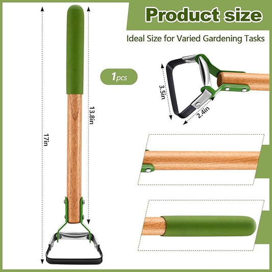 1 Pcs Mini Garden Hula Hoes for Weeding Long Stirrup Hoe Tools Scuffle Hoe Garden Tool for Lawn Yard Weeding Gardening (Wood Handle)