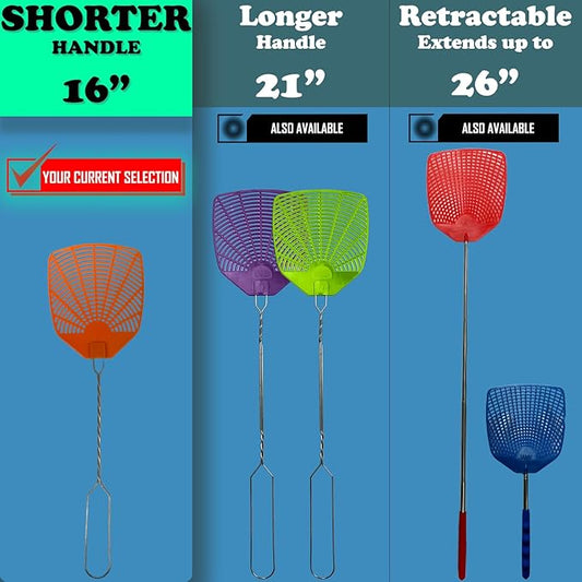 W4W, Bug & Fly Swatter Braided Metal Handle 6 Pack Fly Swatters Indoor/Outdoor flyswatter