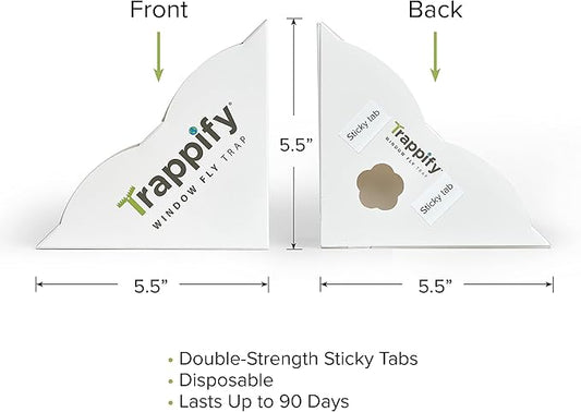Trappify Fly Trap Indoor: Window Fly Traps for Home | Fruit Fly Traps for Indoors, Gnat Traps for House Indoor | Disposable Fly Trap with Sticky Adhesive Strips | Inside Bug Catchers (12 Pack)
