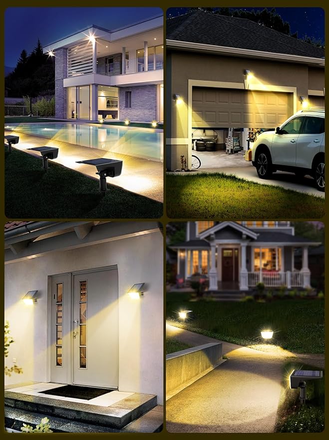 Solar Spot Lights Outdoor, Ultra Bright Solar Garden Lights Warm White, IP68 Waterproof Landscape Spotlights, 800LM 2700K for Yard Garden Wall Driveway, 8 Pack