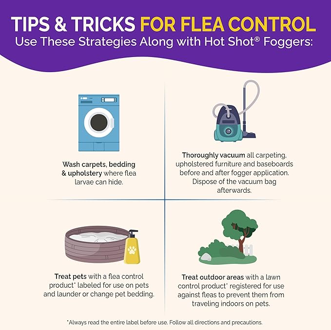 Hot Shot BedBug And Flea Fogger 3 Count-2 Ounce Cans, With Nylar, Inhibits Flea Reinfestation