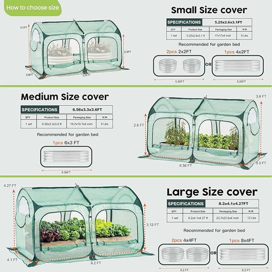 Pop up Greenhouse Tent Cover Tunnel Plant House,Large Gardening Flower Sunshine Room with Mesh Windows,Backyard PE Cover for Cold Frost Protector with Stakes and Rope Guys (Large Size)