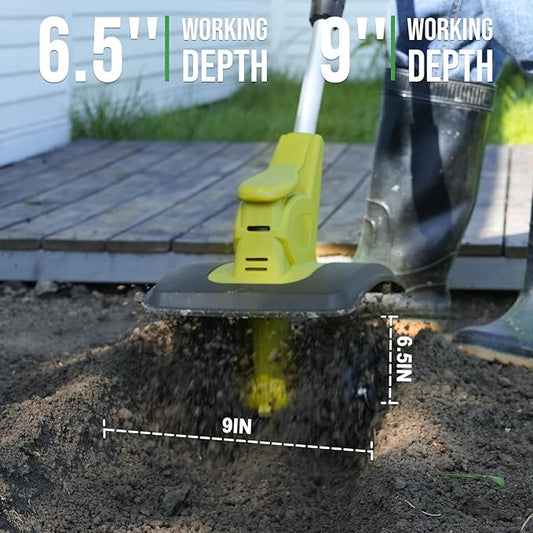 20V Cordless Tiller Cultivator with 48 Steel Tines, 9-inch Wide Battery Powered Garden Cultivator, Mini Tiller for Lawn/Gardening/Soil Cultivation(2*2Ah Battery and Fast Charger Included)