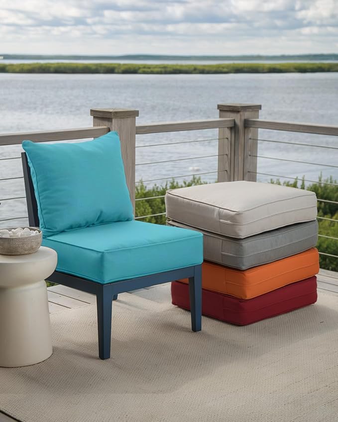 Luxury 24x24x6 Inch Patio Chair Cushions Set of 3 - Memory Foam Deep Seat Water-Resistant Patio Cushion for Dining Rocking Swivel Glider Loveseat 3-Seater Sectional Sofa - Turquoise