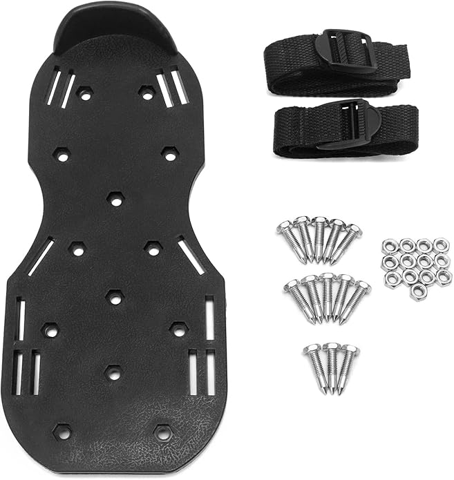 QWORK Gunite Spiked Shoes With 3/4” Short Spikes Perfect For Epoxy Floor, Overlays, Cover Installation, Green Color (Pair)