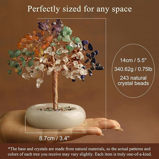 Seven Chakra Crystal Trees, Bonsai Tree, Money Tree, Healing Stones, Crystal Tree of Life, Desk Decor, Home Decor, Unique Birthday Gifts for Women Mom