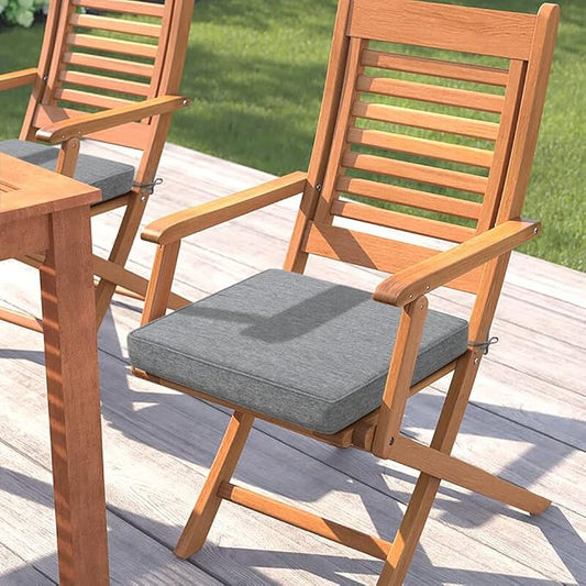 Magpie Fabrics Indoor Outdoor Waterproof Square Chair Cushion, 18" x 18" x 2.5", 2 Pack, Water Resistant Seat Cushions, for Patio Garden Office, Heather Grey