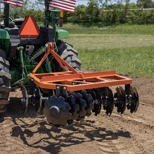 Titan Attachments 3 Point 6ft Notched Disc Harrow Plow Attachment for Cat 1 Tractors, Concave Discs for Tilling, Loosening and Lifting Soil
