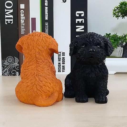 Dog Statue for Outdoor Maltese Dog Ornament Resin Bichon Frise Statue for Home Decor