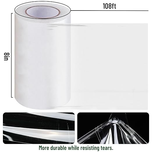 6 Mil Greenhouse Plastic Sheeting Tape,8" x108' Greenhouse Repair Tape, Waterproof and UV Resistant Plastic Sheeting Tapes for Green house,Strong Weatherproof Polyethylene Film Tapes (8" x108')