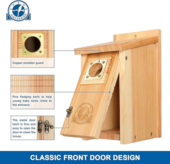 Bird Houses for Outside Clearance with Copper Guard, Cedar Bird House Outdoor, Bluebird Finch Swallow Wren Chickadee