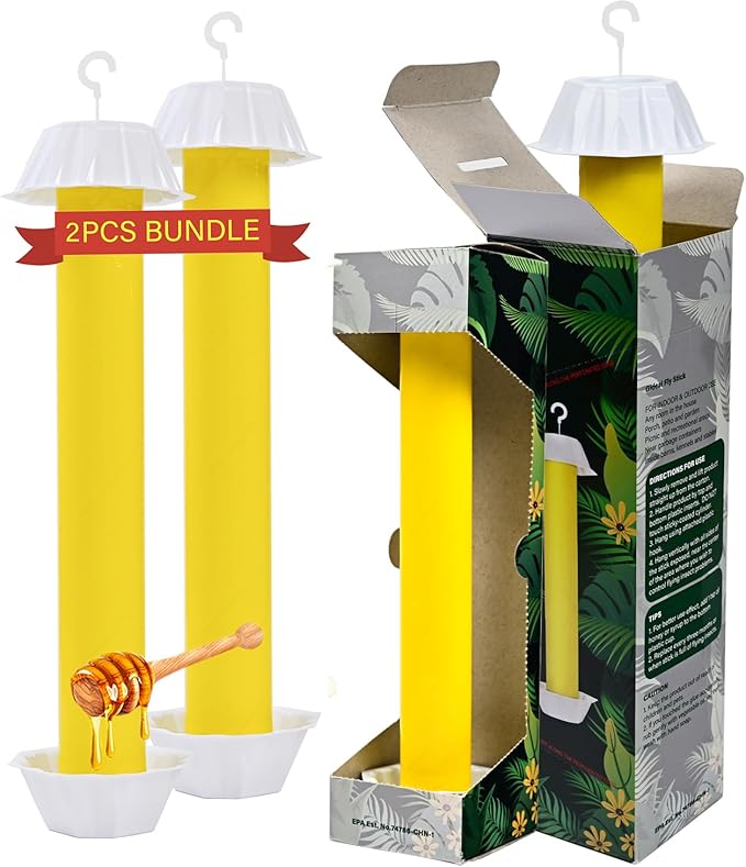 Gideal 2-Pack Yellow Sticky Fly Traps Pest Control for Indoor/Outdoor Use, Gnat Trap for Flying Plant Insect