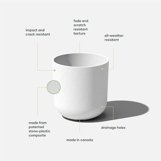 Veradek Mason Series Lima Planter - Round Planter for Indoor or Outdoor Porch/Garden | Made from Plastic-Stone Composite with Drainage Holes | Modern Décor for Succulents, Flowers, Small Plants