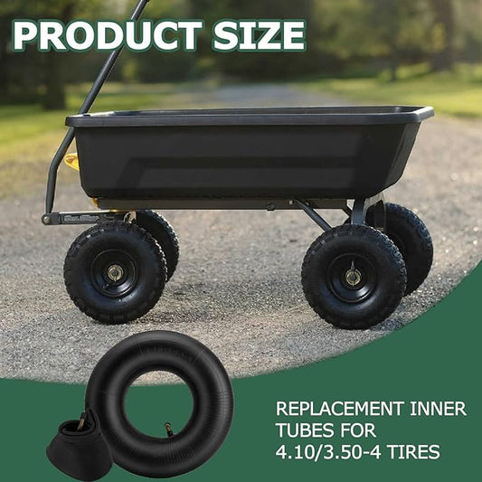 4.10/3.50-4 Inner Tube with Bent Valve Stem (2-Pack) - Heavy Duty Replacement Tire Tubes for Wheelbarrows, Mowers, Hand Trucks, Yard Trailers