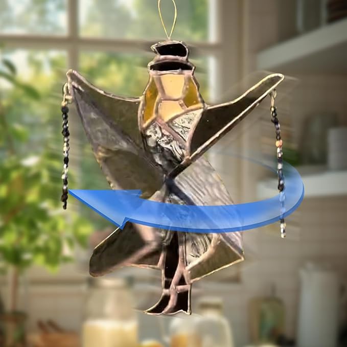 Dancing Lady Stained Glass Spinner, Stained Glass Suncatcher Decor, Decorative Wind Spinner for Window, Garden, Porch, Home Decoration (3PCS)