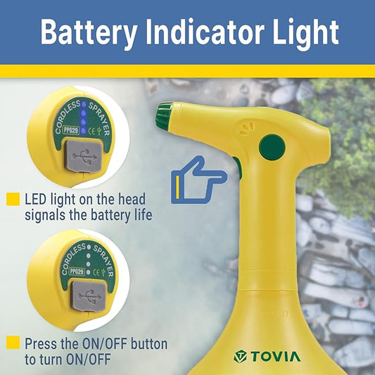 T TOVIA: Garden Sprayer 1 Liter Battery Spray Bottle Powered Electric, Rechargeable, Portable Garden οΌ Plant Mister Spray Bottle οΌ Outdoor and Indoor Plants,Cleans and Gardens, Handheld Powered