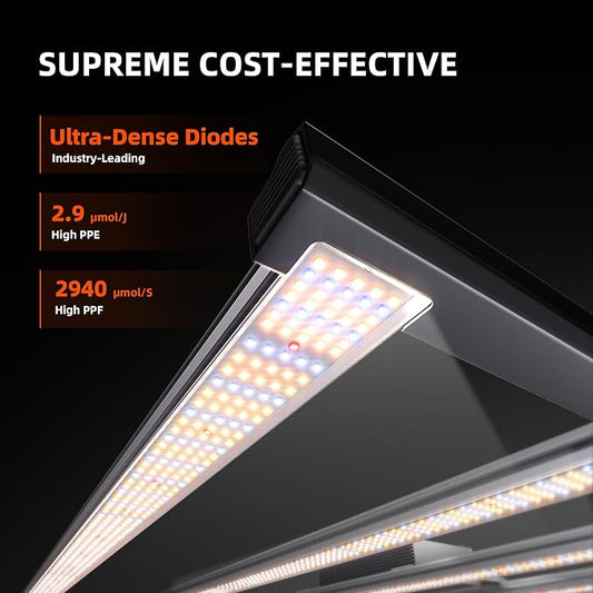 Spider Farmer G1000W Commercial Grade Cost-Effective 1000W LED Grow Lights, 2025 Upgraded App Remote Control, Vertical Farming Co2 Bar LED Growing Lamp, 4x4 & 5x5 Coverage