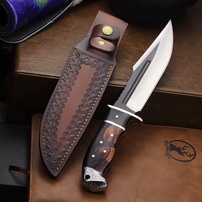 (DeHong-88 Hunting Knife, 7.1" (about 18 cm) Fixed Blade Tactical knife ,Configure leather scabbard,Camping, survival, Slicing, Boning, Gift Collection
