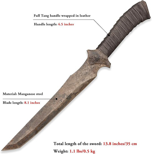 SV Handmade cast Manganese Steel Chopping Blade Sword, Full Tang, Outdoor, Hunting, Camping, Hiking, Survival, with Protective Cover, Multiple Styles to Choose from