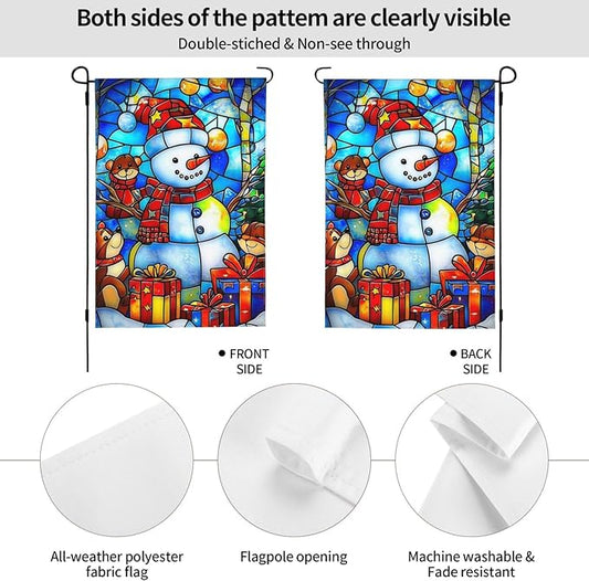 Christmas Snowman Garden Flag Vertical Double Sided Outdoor Yard Flags 12.5x18 Inch Burlap Banners for House Lawn