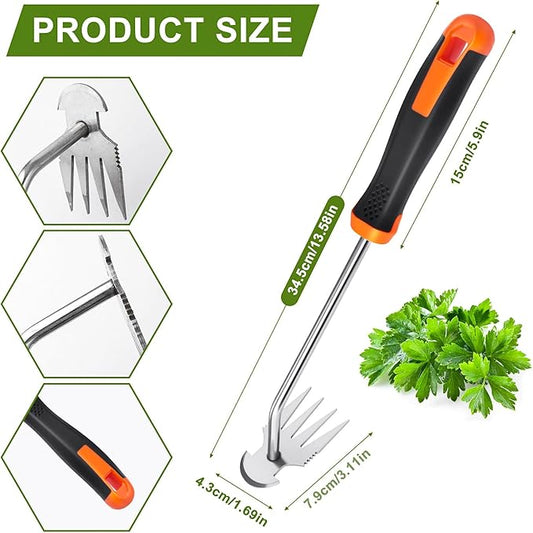 Weed Puller Tool, Rubber Handle Weed Remover Tool, Manual Weeder,V-Shaped Weeding Tool, 4 Teeth Weeding Tool,Planting and Weeding for Garden, Patio, Backyard Farm(2PC)