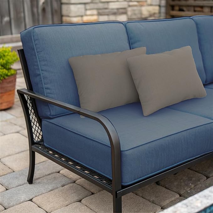 Covers & All Sunbrellla Outdoor Pillows for Patio Furniture, UV Fade Resistant & Waterproof Outdoor Sunbrella Lumbar Pillows, Set of 2 Inserts & Covers for Patios, Decks and Porches, Spectrum Graphite