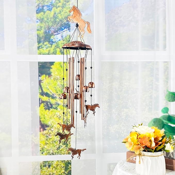 Horse Wind Chimes Outdoor Horse Gifts for Women/Men/Mom/Grandma/Wife/Friends Birthday Gifts Memorial Gift Metal WindChimes for Outside/Indoors, Home, Lawn, Porch, Patio, Garden Decor, Yard Decorations