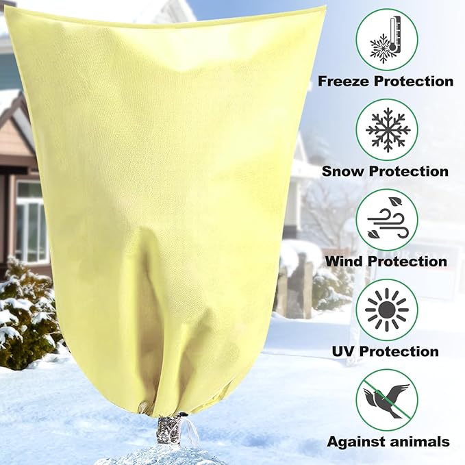 Winter Tree Covers Freeze Protection, 2 Pack 70.8" X 82.6" Plant Covers for Winter Cold Weather Frost Cloths for Outdoor Plants Fruit Tree with Zipper Drawstring, Shrubs Trees Jacket Covers