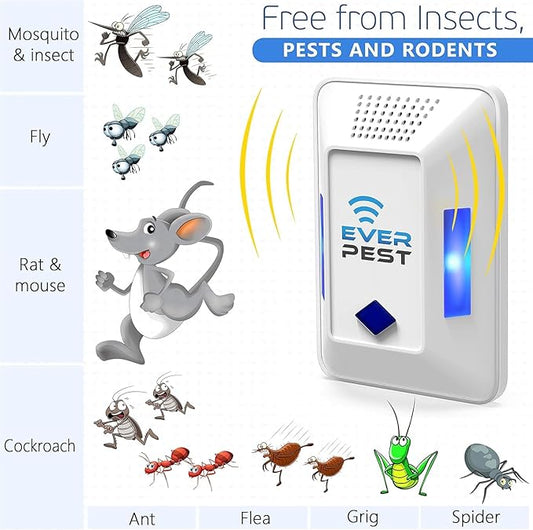 Ultrasonic Pest Control Repeller (2-Pack) Plug in Flea Rat Roach Mosquito Cockroaches Rodent Spider Scorpion Fruit Fly Insect Indoor Plug Repellent