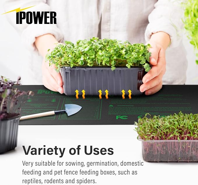 iPower 2 Pack 48" x 20.75" Seeding Heat Mat with Thermostat Temperature Adjustable Knob Durable Warm Hydroponic Plant Germination Starting Pad, Black