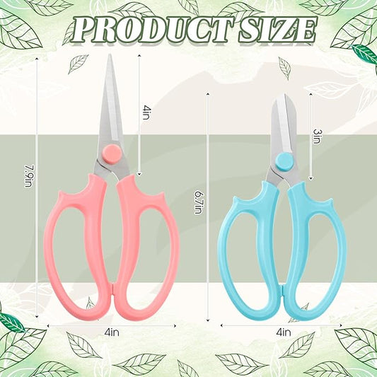 12 Pcs Gardening Tools Flower Scissors Flower Bar Supplies Pastel Rainbow Color Pruning Scissors Floral Shears Stainless Steel Garden Clippers Cutters for Branches Leaves, Gift for Women(Cute Color)