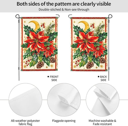 Christmas Garden Flag Vertical Double Sided Outdoor Yard Flags 12.5x18 Inch Burlap Banners for House Lawn