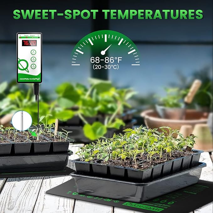 MARS HYDRO 10''x 20.75'' Seedling Heat Mat with Thermostat Combo Set,Heating Pad for for Germination, Indoor Gardening, Greenhouse